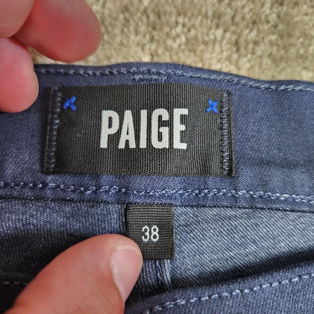 Paige Federal Jeans Men 38x34 Straight Leg Soft Stretch Denim Starless Night USA